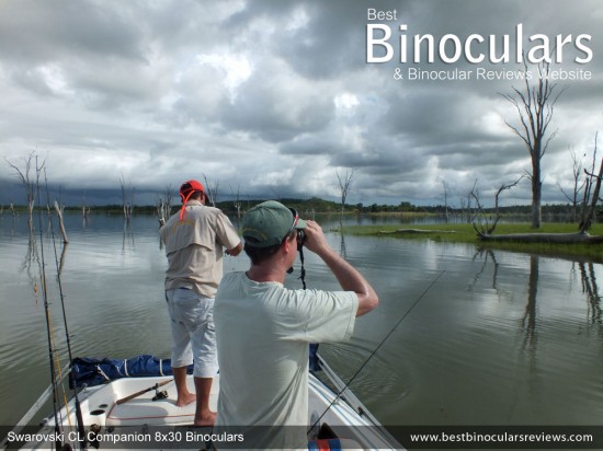 Using Swarovski CL Companion 8x30 Binoculars on a Boat at the lake