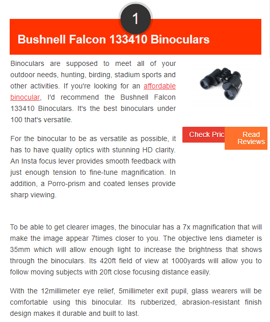 Bushnell Falcon 133410 Binoculars - OpticsHunt Best Binoculars Under 100