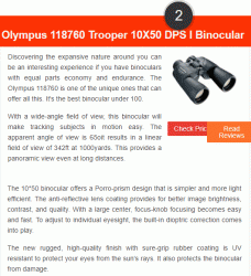Olympus Trooper 10x50 Binoculars - OpticsHunt Best Binoculars Under 100