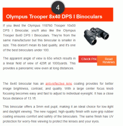 Likes and Dislikes - OpticsHunt BEST BINOCULARS UNDER 100 - Olympus Trooper 8x40 DPS-I Binoculars