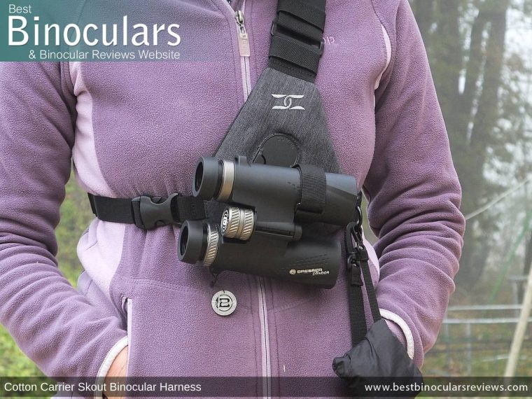 Full-Sized 10x42 Bresser Condor Binoculars on the Cotton Skout Binocular Harness