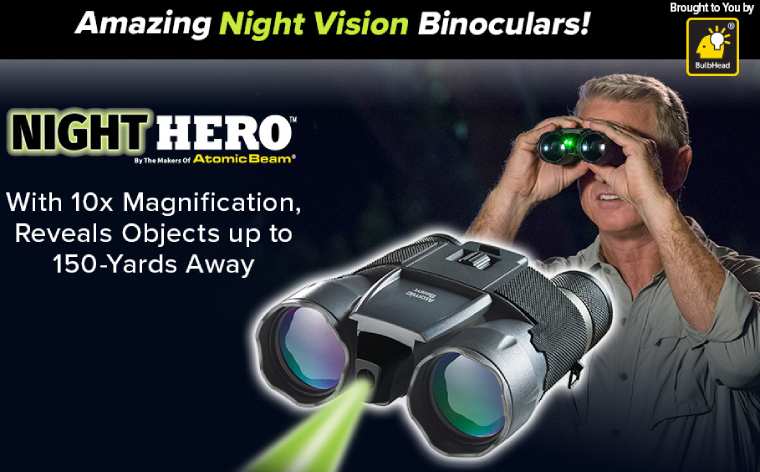 Amazing Night Vision Binoculars - Night Hero by Atomic Beam!
