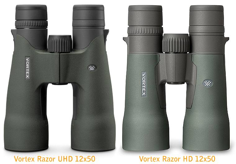 Vortex Razor UHD 12x50 Binoculars versus the Vortex Razor HD 12x50 Binoculars