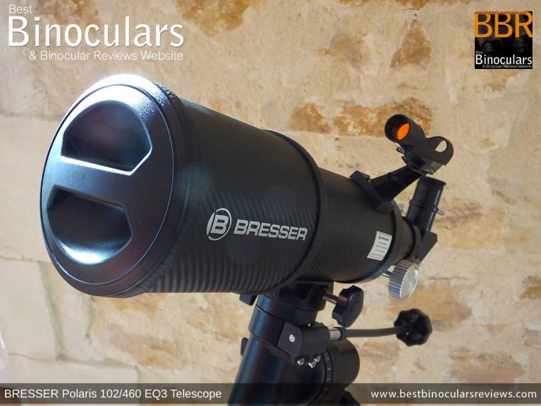 LED Finder mounted on the BRESSER Polaris 102/460 EQ3 Telescope