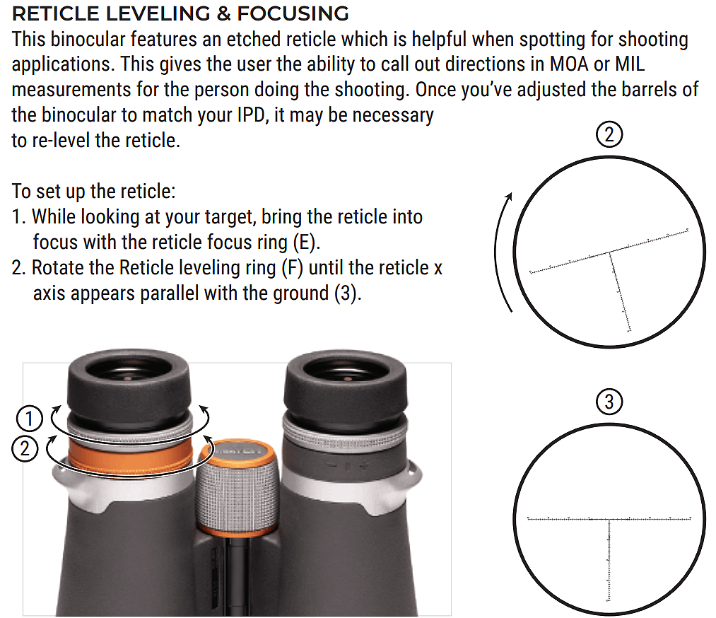 RETICLE LEVELING & FOCUSING on the Maven B5 18x56 Mil/Moa Binoculars