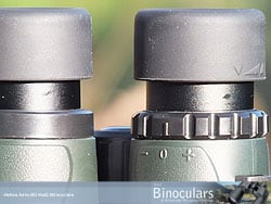 The eyecups and diopter adjustment ring on the Helios Aero-ED 8x42 Binoculars