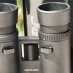 The eyecups and diopter adjustment ring on the Opticron BGA T PC Oasis 10x28 Binoculars
