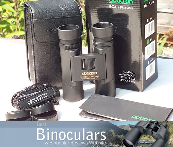 Opticron BGA T PC Oasis 10x28 binoculars with carry case and neck strap