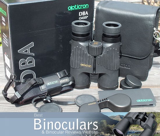 Opticron DBA Oasis 8x42 S-Coat binoculars with carry bag and accessories