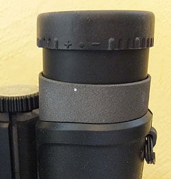 Diopter adjustment and pull-up eyecups on the Opticron Traveller 10x32 Binoculars