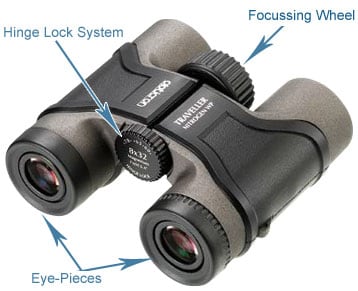 Diopter adjustment and Twist-up eyecups on the Eden Quality XP Binoculars