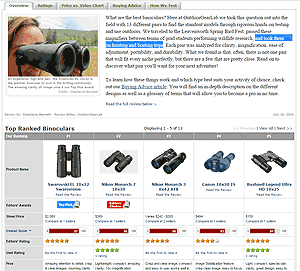 OutdoorGearLab Binocular Awards Screen Grab