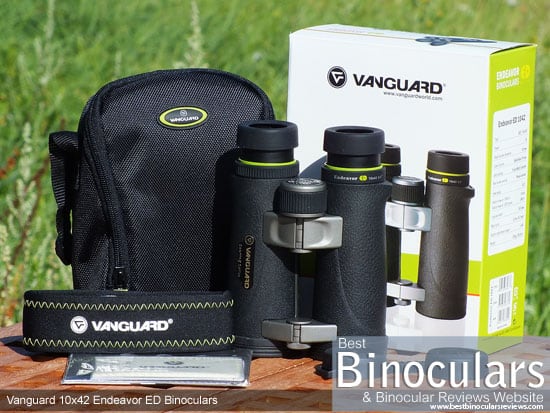 Vanguard Endeavor ED 10x42 Binoculars with neck strap, case and Lens Covers