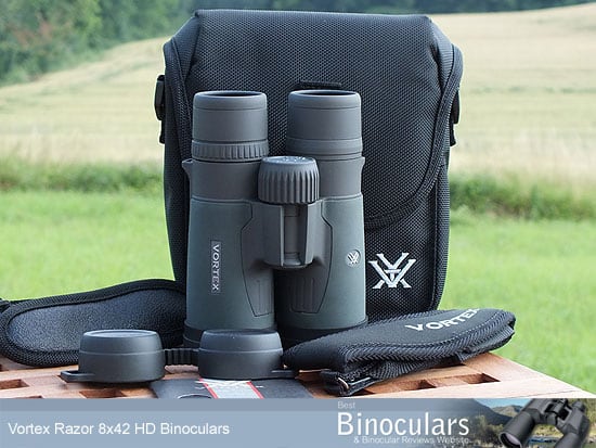 Vortex Razor HD 8x42 Binoculars with neck strap, carry case and Harness