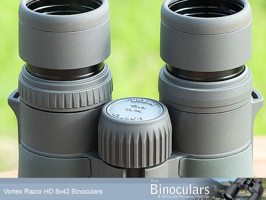 The focussing wheel on the Vortex Razor 8x42 HD Binoculars