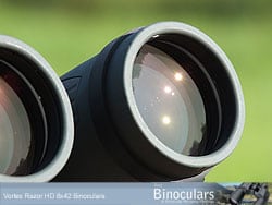 The deeply inset lenses on the Vortex Razor 8x42 HD Binoculars