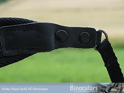 Looped neckstrap connector on the Vortex Razor HD binoculars