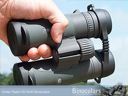 The True Open Hinge design on the Vortex Razor HD binoculars