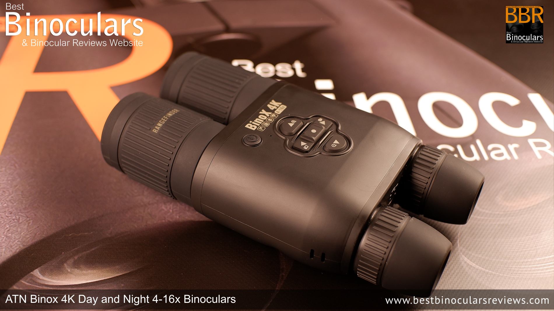 View if the ATN Binox 4K Day and Night 4-16x Binoculars showing the Keypad and power button