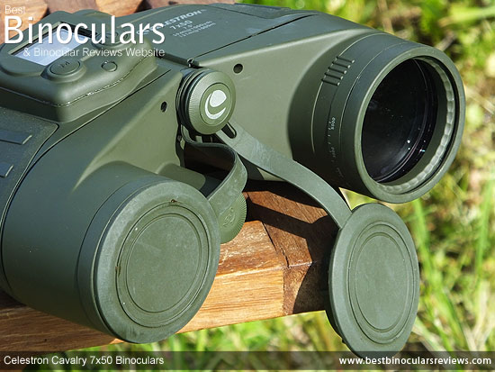 Lens Covers on the Celestron Cavalry 7x50 Binoculars