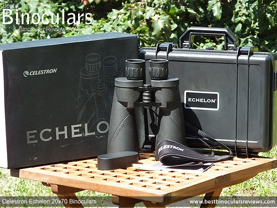 Celestron Echelon 20x70 Binoculars with neck strap, hard case and rain-guard