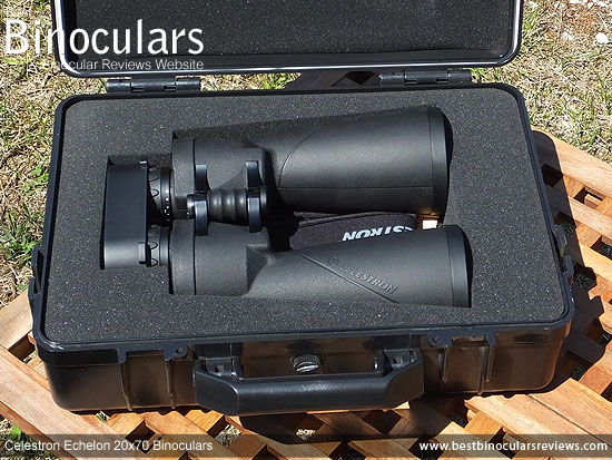 Celestron Echelon 20x70 Binoculars with neck strap, hard case and rain-guard