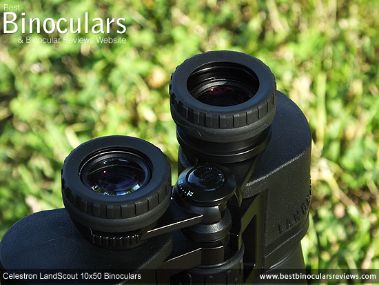 Eyecups on the Celestron LandScout 10x50 Binoculars