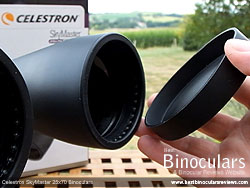 Lens Covers on the Celestron SkyMaster 25x70 Binoculars