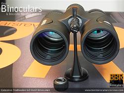 elestron TrailSeeker ED 8x42 binoculars attached to a tripod adapter