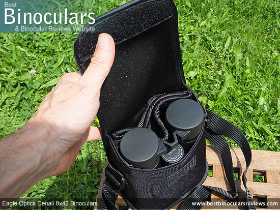 Inside the Eagle Optics Denali 8x42 Binoculars Carry Case