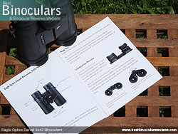 Instruction booklet for the Eagle Optics Denali 8x42 Binoculars