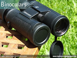 Objective Lens Covers on the Eagle Optics Denali 8x42 Binoculars