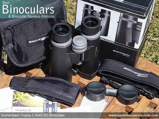 Eschenbach Trophy D 8x42 ED Binoculars with neck strap, carry case and lens covers