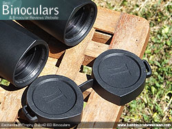 Objective Lens Covers on the Eschenbach Trophy D 8x42 ED Binoculars