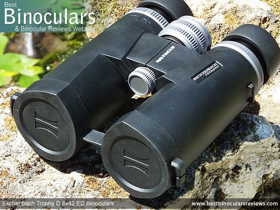 Objective Lens Covers on the Eschenbach Trophy D 8x42 ED Binoculars