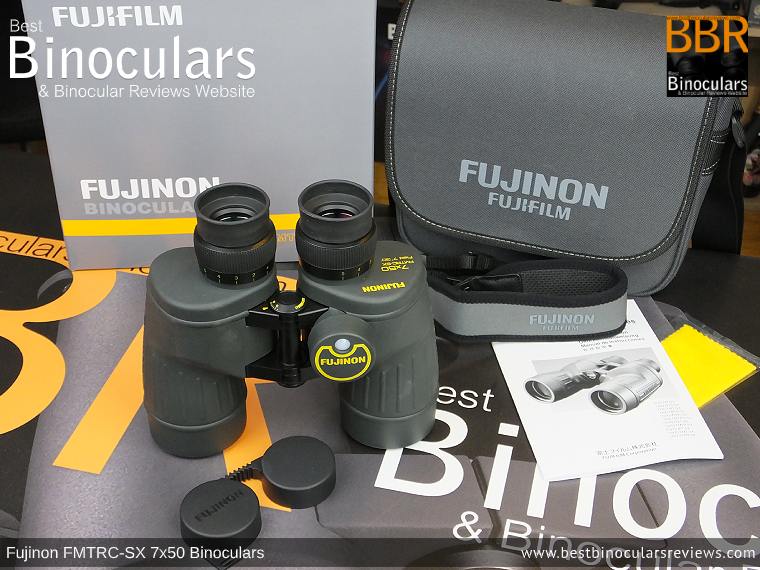 Fujinon Polaris 7x50 FMTRC-SX binoculars and accessories plus packaging