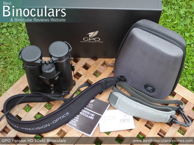 GPO Passion HD 10x42 Binoculars with neck strap, carry case and lens covers