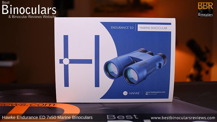 Hawke Endurance ED Marine 7x50 Binoculars and accessories plus packaging