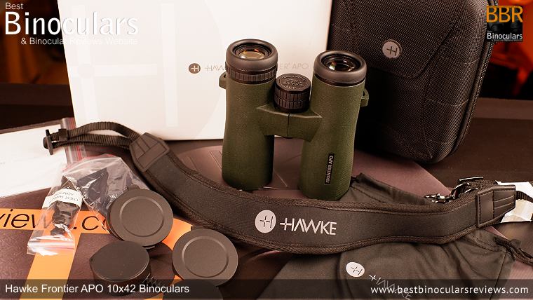 Hawke Frontier APO 10x42 Binoculars with neck strap, carry case and lens covers