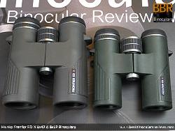 Size comparison between the Hawke Frontier ED X 8x32 Binoculars and the 8x42 version