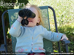 My Daughter using the Hawke Nature-Trek Open Hinge 8x42 Binoculars
