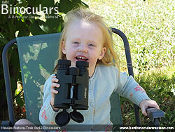 My Daughter using the Hawke Nature-Trek Open Hinge 8x42 Binoculars