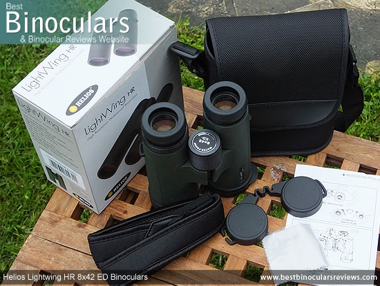 Helios Lightwing HR 8x42 Binoculars with neck strap, carry case and lens covers