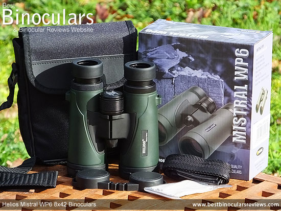 Helios Mistral WP6 8x42 Binoculars with neck strap, carry case and rain-guard