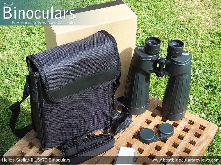 Helios Stellar-II 15x70 Binoculars and Accessories