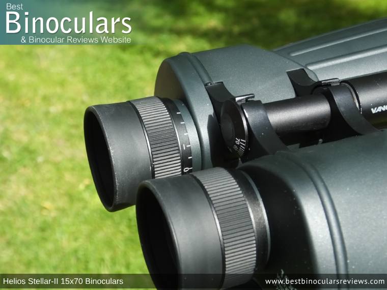 Individual Eyepiece Focus on the Helios Stellar-II 15x70 Binoculars