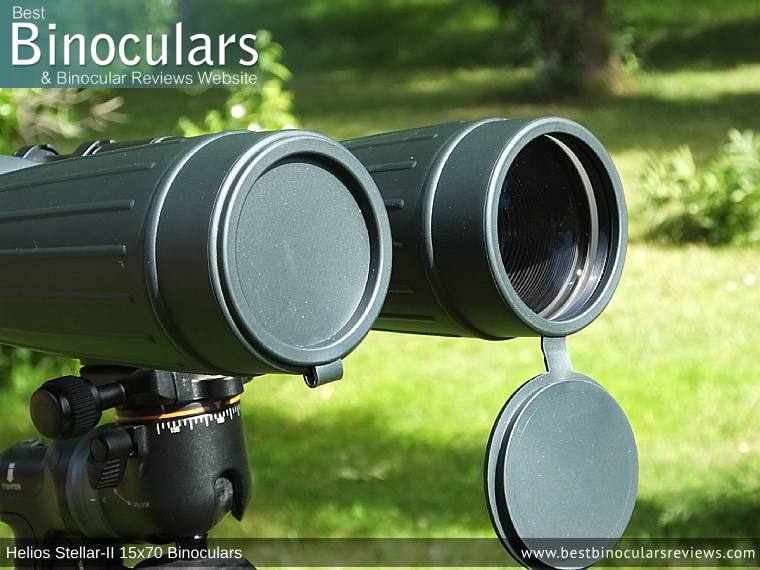 Objective Lens Covers on the Helios Stellar-II 15x70 Binoculars