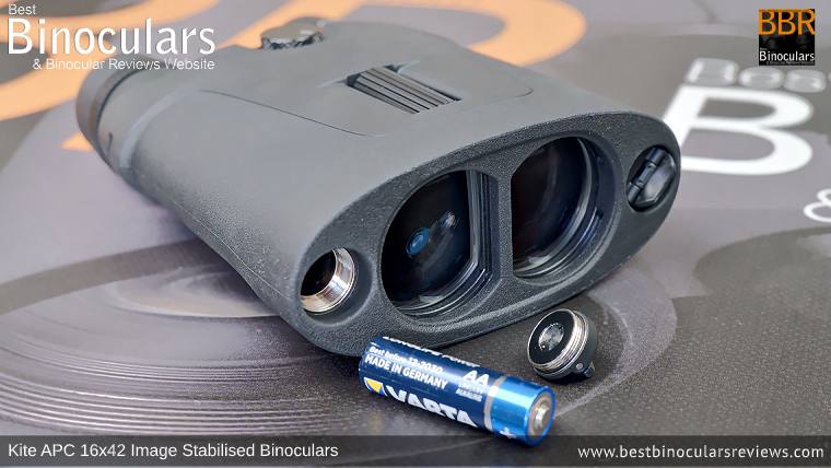 AA Batterycompartment on the KITE APC Binoculars