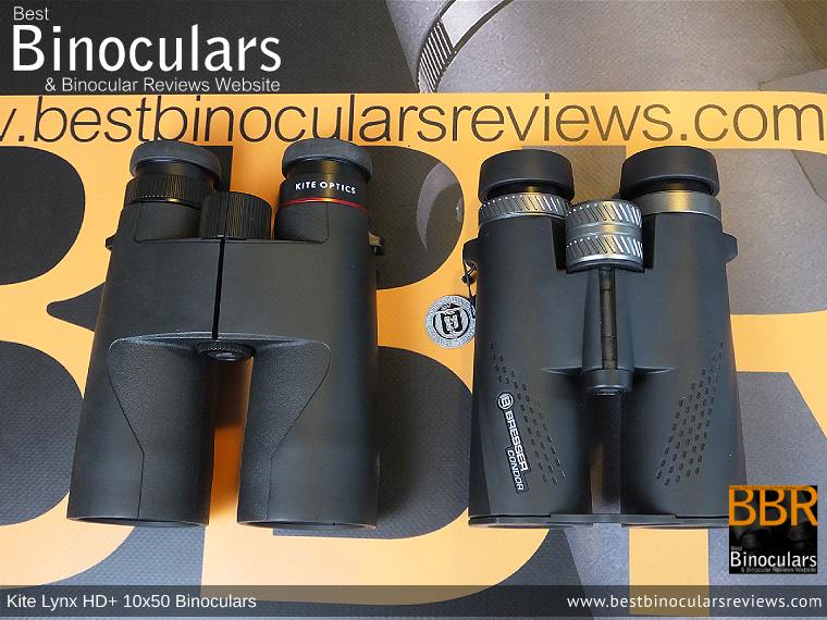 Size comparison between the Kite Lynx HD+ 10x50 Binoculars and the 8x42mm Vortex Razor HD