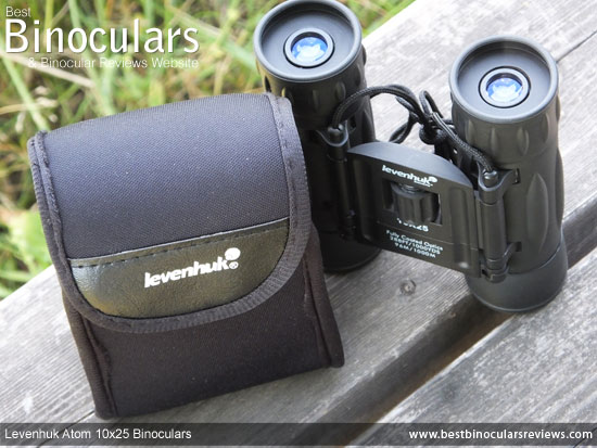 Levenhuk Atom 10x25 Binoculars and pouch